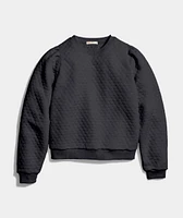 Women's Corbet Quilted Puff Sleeve Crewneck Charcoal