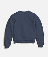 Women's Corbet Quilted Puff Sleeve Crewneck Navy Heather