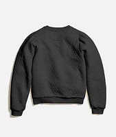 Women's Corbet Quilted Puff Sleeve Crewneck Charcoal