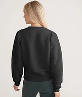 Women's Corbet Quilted Puff Sleeve Crewneck Charcoal