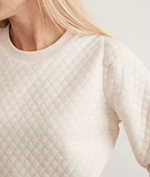Women's Corbet Quilted Puff Sleeve Crewneck Oat Heather