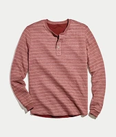 Double Knit Henley Syrah Stripe