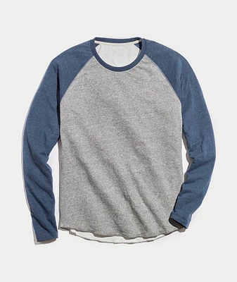 Double Knit Baseball Raglan Heather Grey/Deep Denim