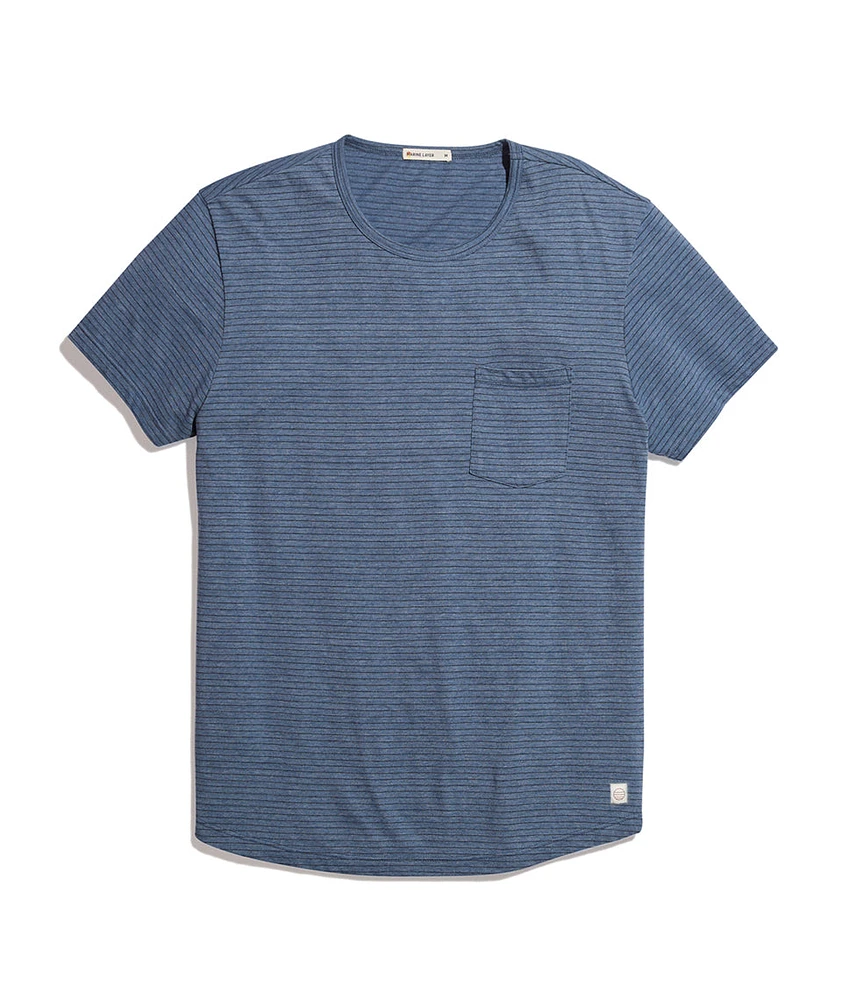 Saddle Pocket Tee Bering Sea/Black Stripe