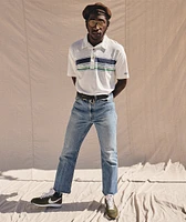 Wood Button Vintage Stripe Polo