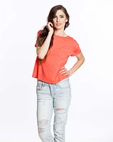 Boyfriend Crewneck Tee - Living Coral