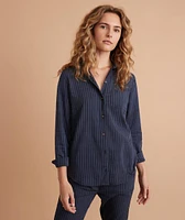 Angie Relaxed Shirt Black/Blue Stripe