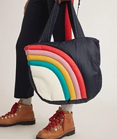 Puffer Tote in Navy Rainbow Wave