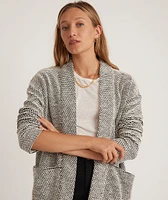 Birdseye Cardigan Black/White Contrast