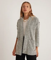Birdseye Cardigan Black/White Contrast