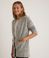 Birdseye Cardigan Black/White Contrast