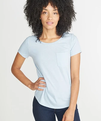 Boyfriend Pocket Tee Carolina Blue