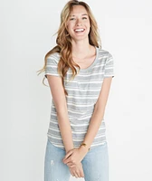 Boyfriend Pocket Tee Heather Grey Stripe