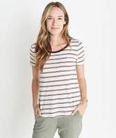 Boyfriend Pocket Tee Merlot Stripe
