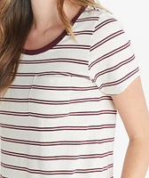 Boyfriend Pocket Tee Merlot Stripe