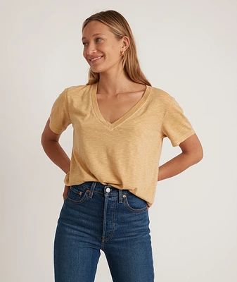 Boyfriend V-Neck Tee Bright Gold