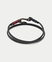 Caputo & Co. Easy Leather Double Wrap in Syrah/Navy/Natural