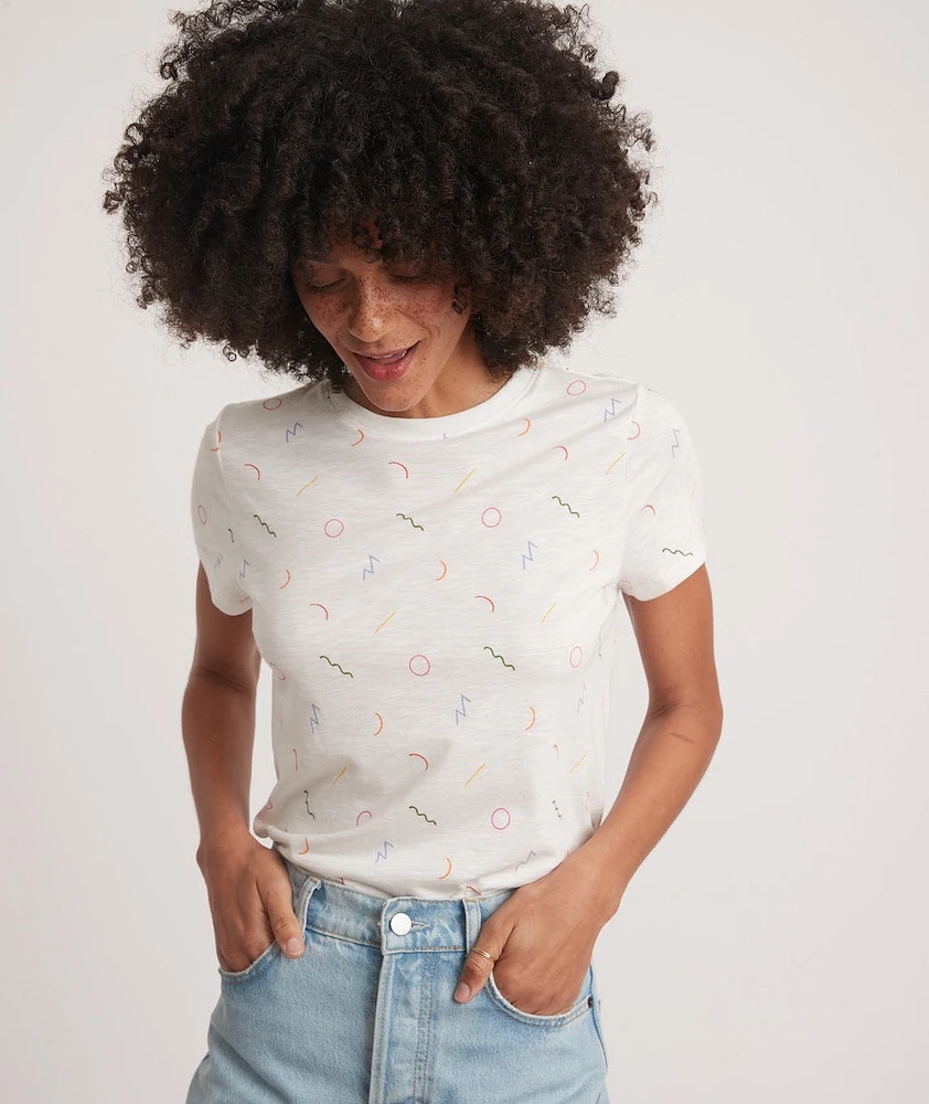 Classic Crew Tee Multi Noodle Print