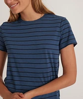 Classic Crew Tee Navy and Black Stripe