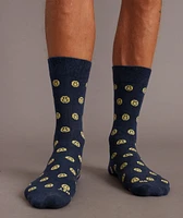 Crew Sock in Navy/Smileys