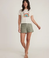 Crop Graphic Tee Rainbow Palm