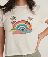 Crop Graphic Tee Rainbow Palm