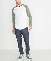 Double Knit Baseball Raglan Cream & Admiral Green