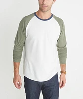Double Knit Baseball Raglan Cream & Admiral Green