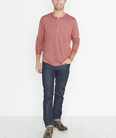 Double Knit Henley Syrah Stripe