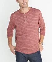 Double Knit Henley Syrah Stripe