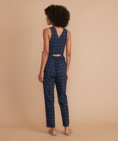 Eloise Belted Jumpsuit Navy Windowpane