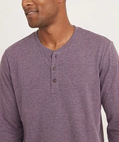 Double Knit Long Sleeve Henley Dark Purple