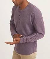 Double Knit Long Sleeve Henley Dark Purple