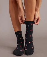 Hi-Ankle Sock in Black/Queen of Hearts