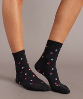 Hi-Ankle Sock in Black/Queen of Hearts