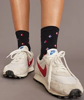 Hi-Ankle Sock in Black/Queen of Hearts