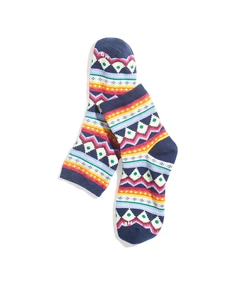 Hi-Ankle Sock in Navy Fairisle