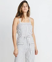 Juliette Jumpsuit Ivory/Charcoal Stripe