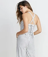 Juliette Jumpsuit Ivory/Charcoal Stripe