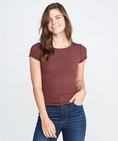 Lila Rib Scoopneck Raisin