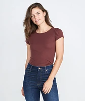 Lila Rib Scoopneck Raisin