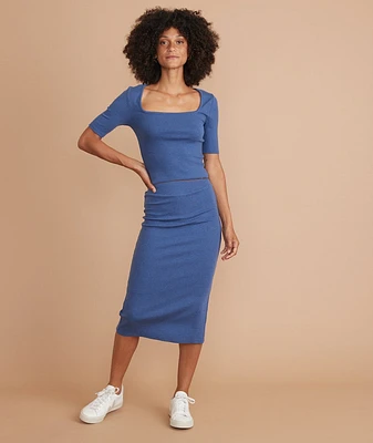 Lexi Rib Midi Skirt Blue Heather