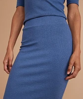 Lexi Rib Midi Skirt Blue Heather