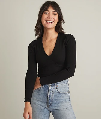 Lexi Rib V-Neck Top Black