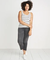 Logan Tank Natural/Charcoal Stripe