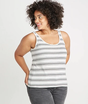 Logan Tank Natural/Charcoal Stripe