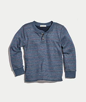 Mini Double Knit Henley Dark Navy