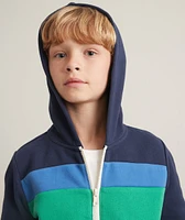 Mini Full Zip Hoodie Blue/Green Colorblock
