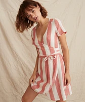 Frances Wrap Dress Poppy Red/White Stripe