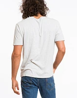 Shortsleeve Henley - Grey and White Stripe